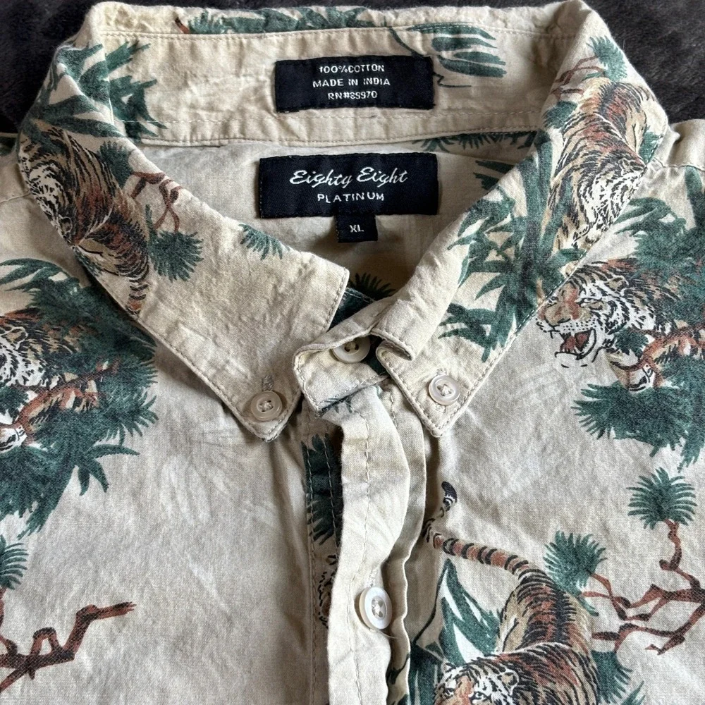 Eighty‎ Eight Platinum Mens XL Tiger Mountain Pine Tree Cotton Button Down Shirt